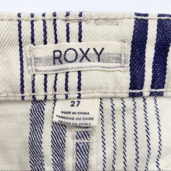ROXY Stripy Eighty Denim Striped Shorts White/Blue Size 27 - Picture 8 of 10